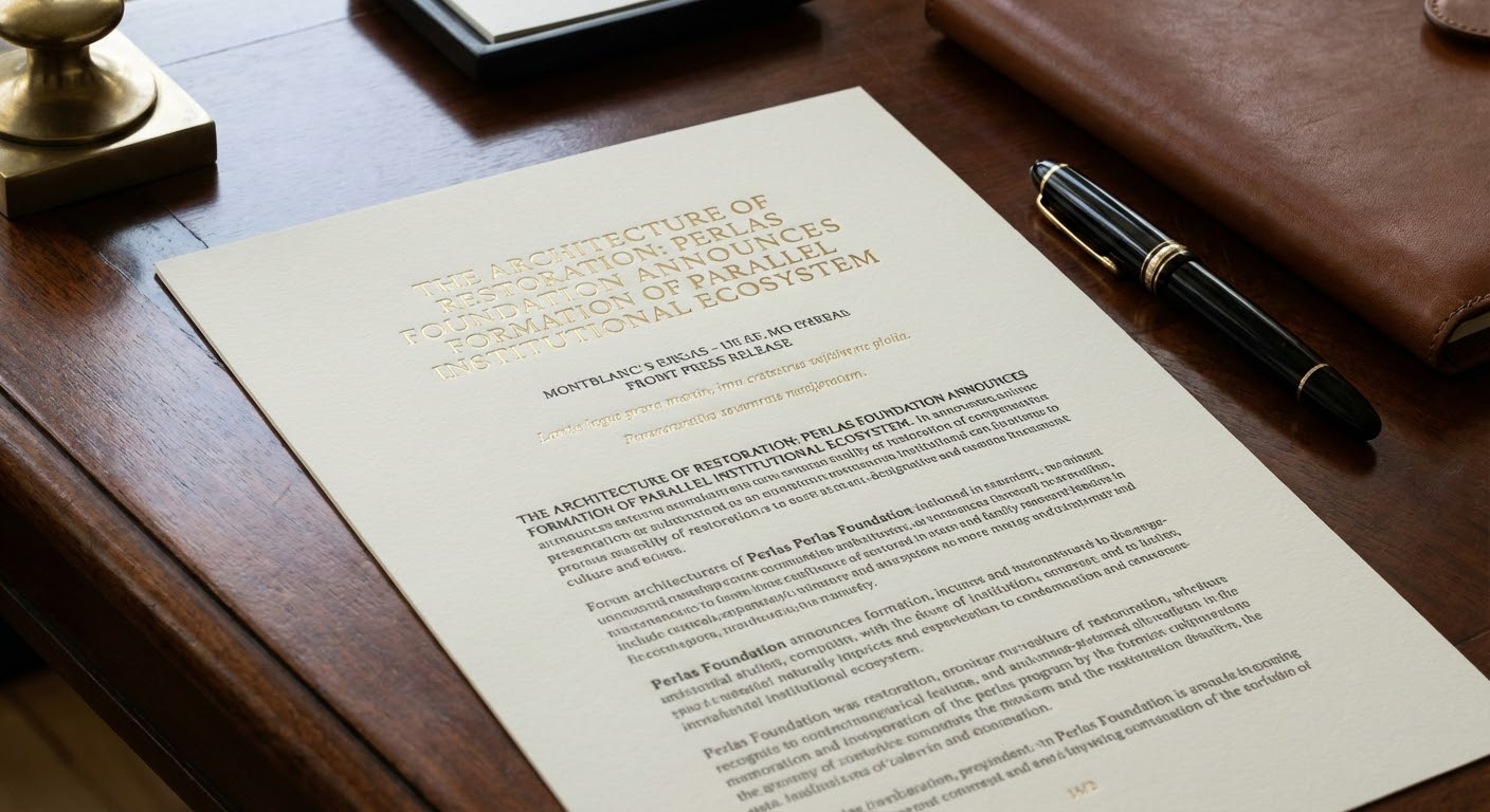 PERLAS FOUNDATION ANNOUNCES FORMATION OF PARALLEL INSTITUTIONAL ECOSYSTEM